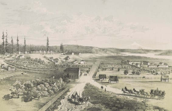 1855年フォート・バンクーバーの風景