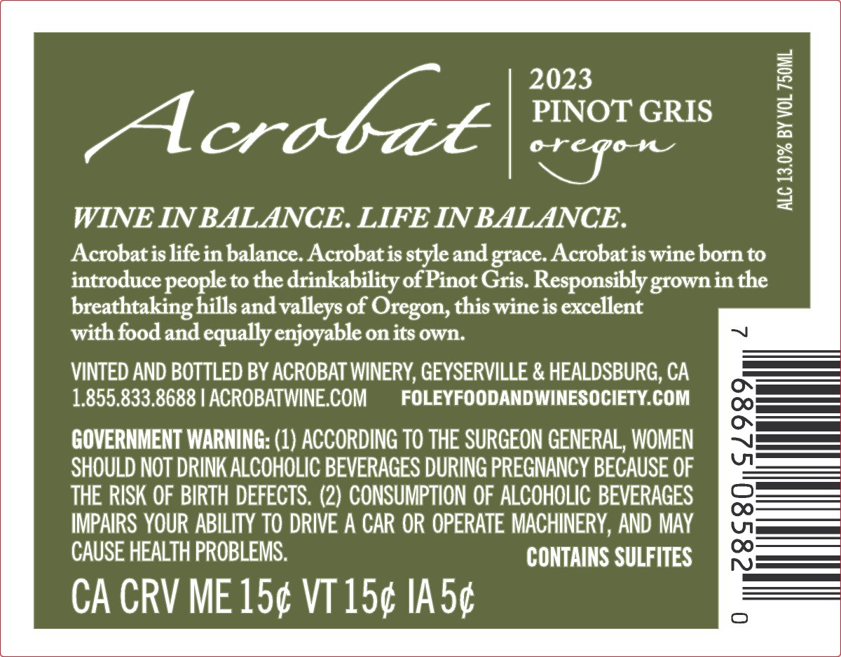 アクロバット ピノ グリ 2023 : オルカ・インターナショナル株式会社