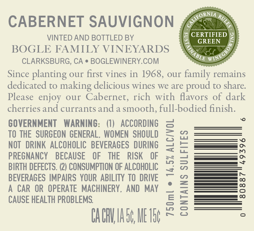 ボーグル ファミリー ヴィンヤーズ カベルネ ソーヴィニヨン 2022